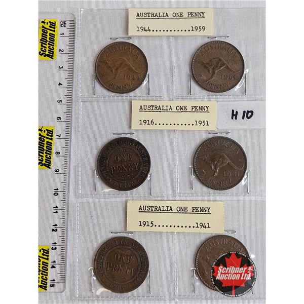 Australia Coins (6) : 1916; 1951; 1915; 1941; 1944; 1959