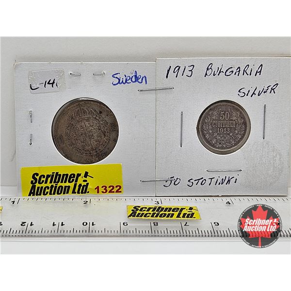 Foreign Coins (2) : Sweden 1946; Bulgaria 1913