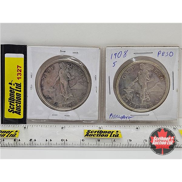 Philippines One Peso (2) : Insular Government "USA" : 1908S ; 1908S
