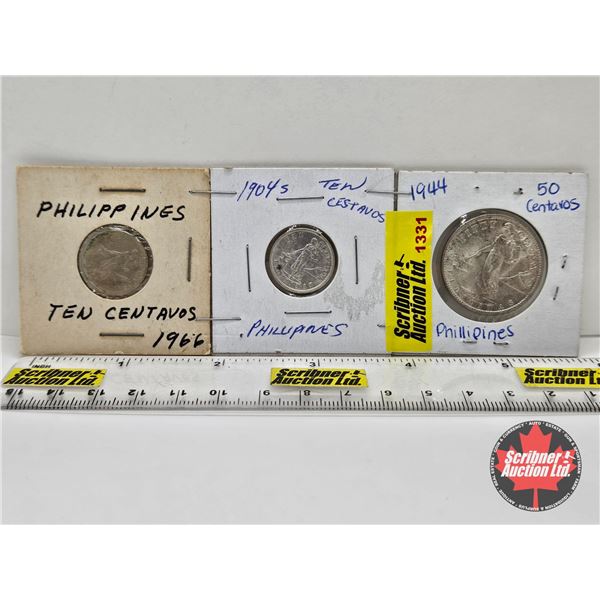 Philippines Centavos (3) : 1904S; 1944; 1966