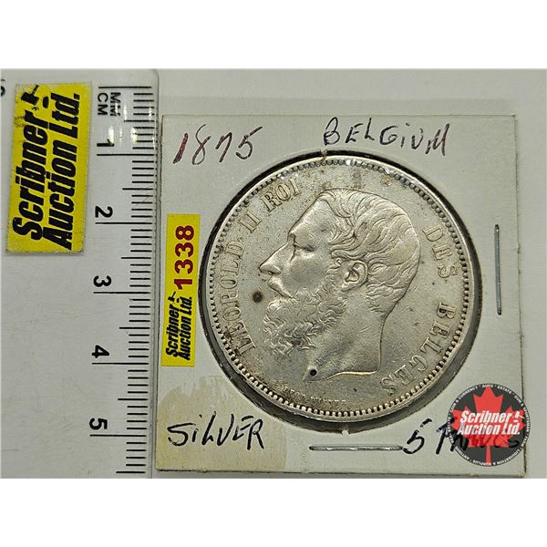 Belgique 5 Francs : 1875 (Silver .900)