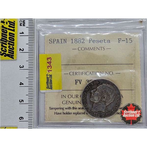 Spain 1882 Peseta : ICCS Cert : F-15