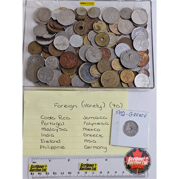 Foreign Coin Collection (70) Variety Incl. Germany ; Ireland ; Greece ; Costa Rica ; Mexico ; Asia ;