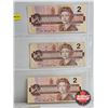 Image 3 : Canada $2 Bills 1954 & 1974 & 1986 (6) : Variety Signatures / Prefixes