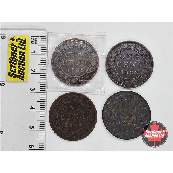 Canada Large Cent (4) : 1859; 1882H; 1888; 1891