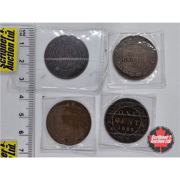 Canada Large Cent (4) : 1859; 1882; 1916; 1920