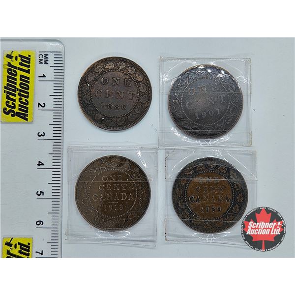 Canada Large Cent (4) : 1888; 1901; 1913; 1920