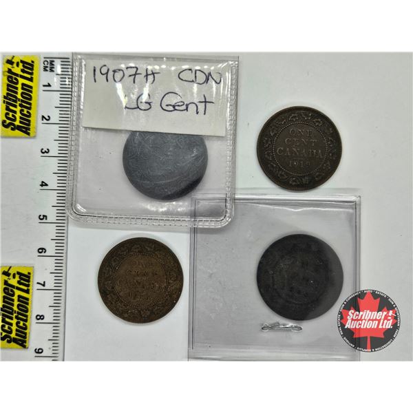 Canada Large Cent (4) : 1859; 1907H; 1916; 1919