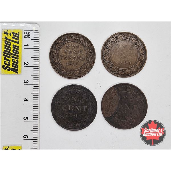 Canada Large Cent (4) : 1897; 1904; 1905; 1917