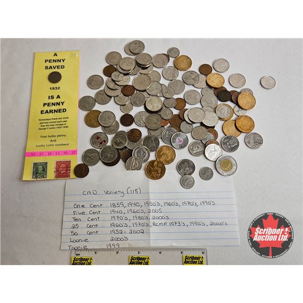 Canada Coin Collection - Large Variety Denoms (115 Coins) (See Handwritten List in Photos)