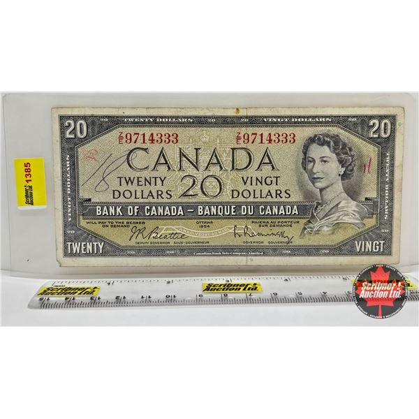 Canada $20 Bill 1954 : Beattie/Rasminsky #ZE9714333