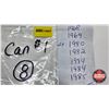Image 11 : Canada Dollar (8) : 1968 ; 1969 ; 1980 (2) ; 1982; 1984; 1984 ; 1985