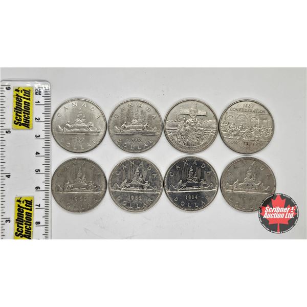 Canada Dollar (8) : 1968 ; 1969 ; 1980 (2) ; 1982; 1984; 1984 ; 1985