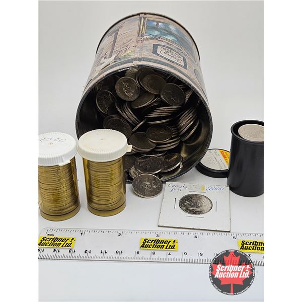 Canada Twenty Five Cent Coin Collection (266) Variety : 1950's - 2000's (Tin)