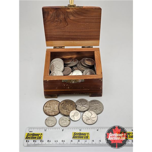 Canada Coin Collection - Variety Denoms (66) : 1950's - 2000's (In Small Wood Chest "Golden B.C.)