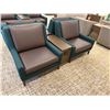 Image 2 : Qty 2 Upholstered Chairs 34" x 30" x 34"H w/ Middle Table