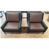 Image 1 : Qty 2 Upholstered Chairs 34" x 30" x 34"H w/ Middle Table