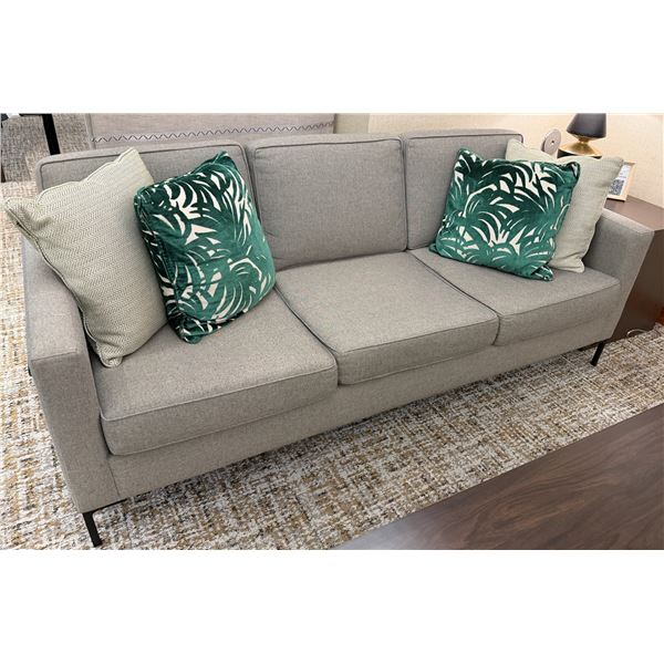 Gray 3-Seat Sofa w/ Throw Cushions 82" x 34" x 25"H