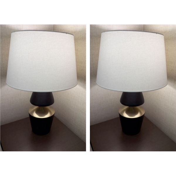 Qty 2 Terrell Bronze Table Lamps w/ Shades 28"H