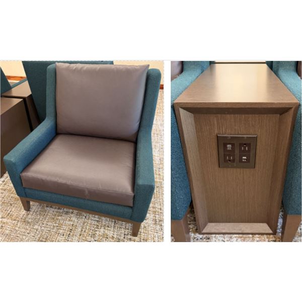 Upholstered Chair 34" x 30" x 34"H w/ Console Table 30" x 12" x 20"