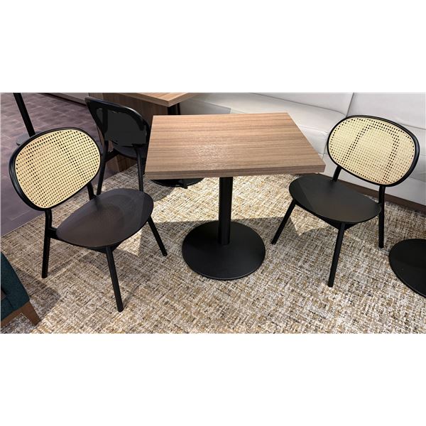 Rectangular Table 24" x 30" x 31"H w/ 2 Cane 21 Dining Chairs 19" x 16" x 32"H