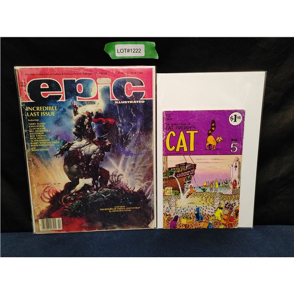Epic Illustrated #34 (1985) Last Issue, The Adventures of Fat Freddy's Cat #5 (1980) Rip Off Press