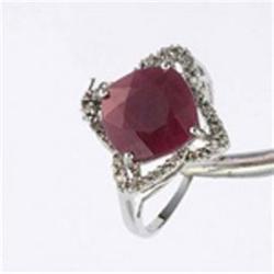 4.64 ctw Genuine Ruby & Diamond 10K Gold Ring