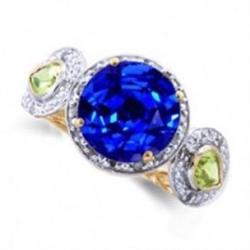 4 ct. Kashmere Blue Topaz Diamond Ring 10KY