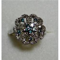 1.10 Carat Total Weight Blue & White Diamond Ring