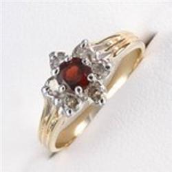 1 ctw Garnet & Diamond 10K Gold Ring