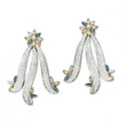 3.80 Ct SI11 Diamond /Sapphire Earrings 18Kw