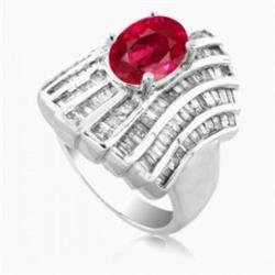 6.10 Ct Ruby Diamond Ring 14Kw