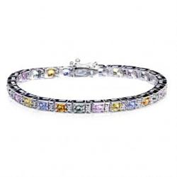 6 Carat Multi Color Sapphire Bracelet 14KW