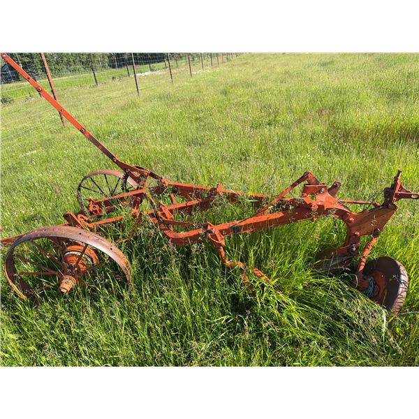 Antique Steel Horse-Drawn Plow with Dual Moldboards