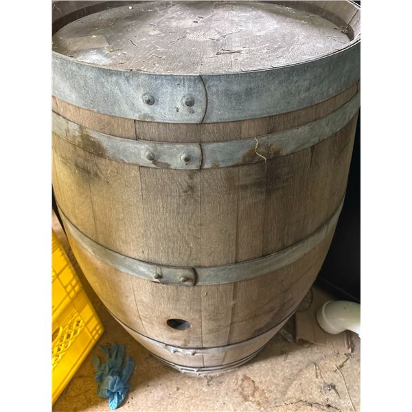 Wooden Barrel with Metal Bands