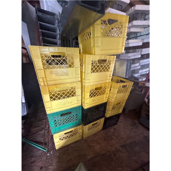 12 Mixed Plastic Milk Crates