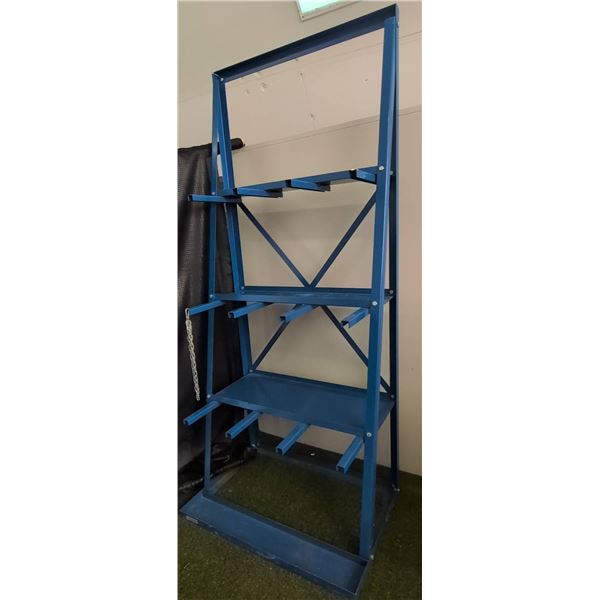 Blue Metal Gently Used Tire Rack or Multi-Purpose Storage