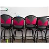 Image 4 : Seven Swivel Bar Stools with Red and Black Upholstery