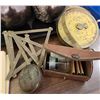 Image 5 : Brass 5¢ Cigars Vase, Vintage- Look Metal Prints, Rolling Shelf and Other Decor