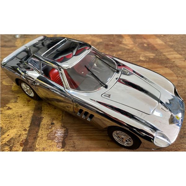 Ferrari 250 GTO Chrome Diecast Model Car with Red Interior