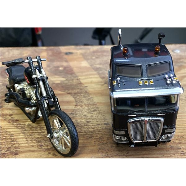 Diecast Model Motorcycle and Semi Truck Lot