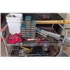 Image 2 : Large Assorted Hand Tools and Hardware on Rolling Cart