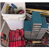 Image 3 : Large Assorted Hand Tools and Hardware on Rolling Cart