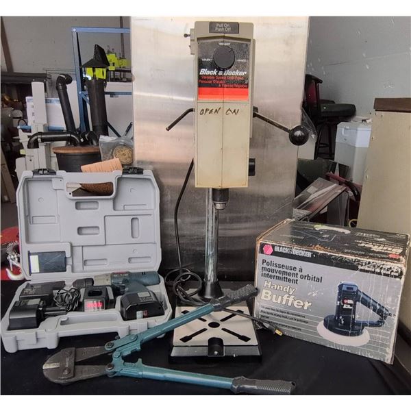 Black & Decker Drill Press, Polisher, Ryobi Drill, Bolt Cutters