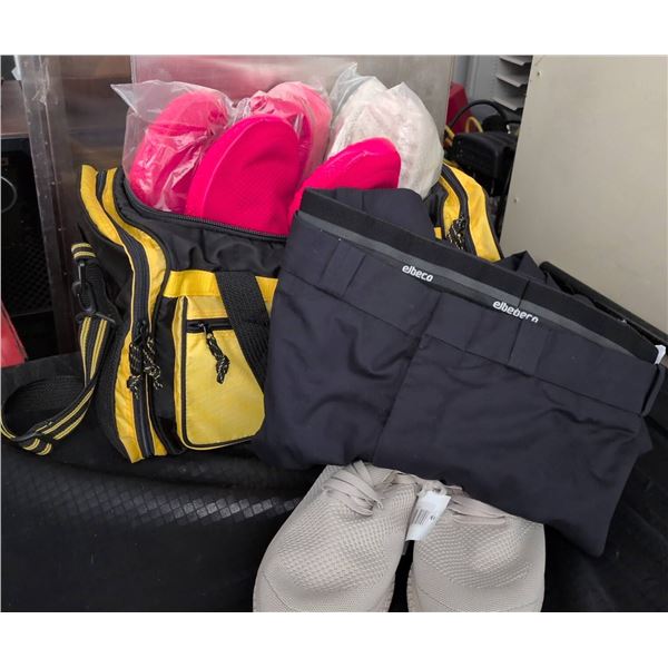 TELUS Yellow Gym Bag With Shoes and Elbeco Pants