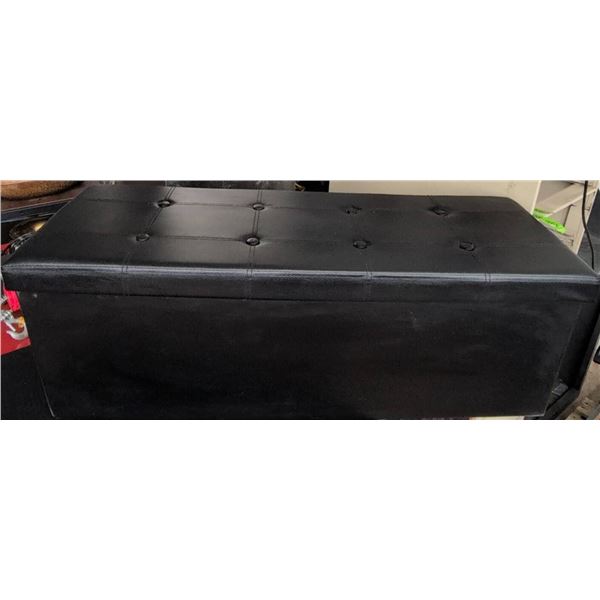 Black Faux Leather Storage Bench With Divided Interior