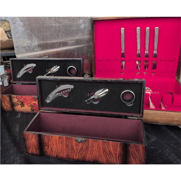 Wm A Rogers Sincerity Silverplate Flatware Set With Two Wine Tool Boxes