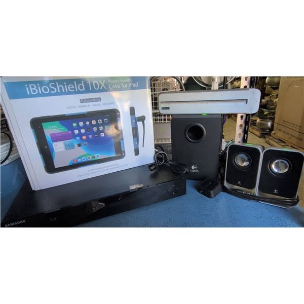 Tech Bundle: iBioShield 10X iPad Case, Samsung BD-P1500 Blu-ray, Logitech LS21 Speakers