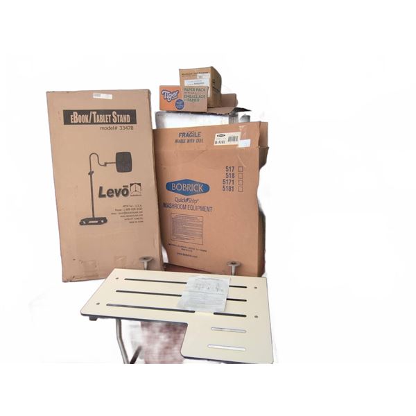 Levo eBook/Tablet Stand and Bobrick B-5181 Shower Seat
