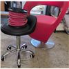 Image 2 : Red Modern Accent Chair with Proloc Stretch Cord and Rolling Stool